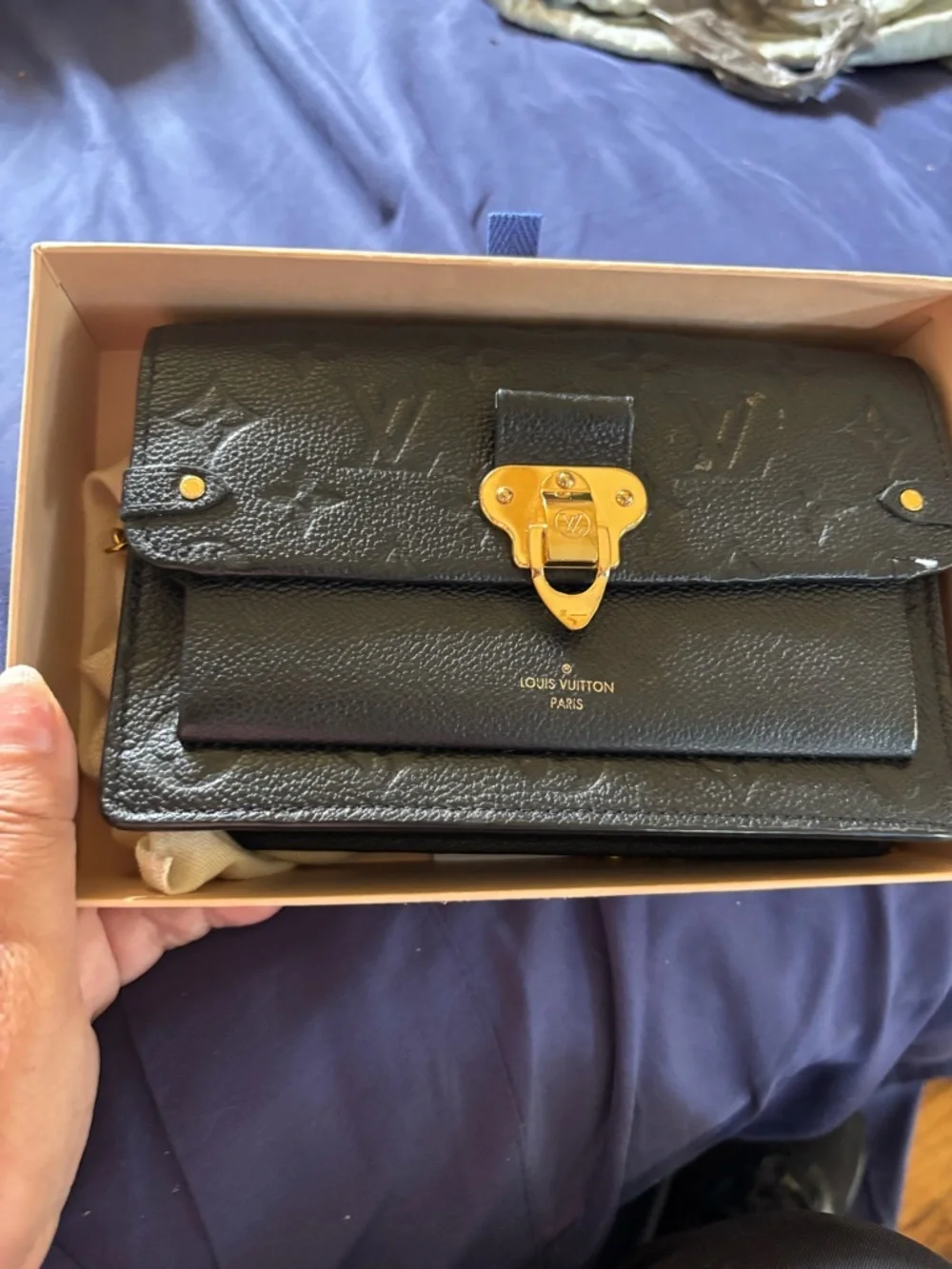 Louis Vuitton Black Monogram Leather Crossbody with Gold Hardware